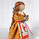 Кукла оберег Девочка с конфеткой тряпичная мотанка оранжевый, Народная кукла, Краснодар,  Фото №1