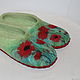 Order Felted women's slippers Poppies 40p. Юлия Левшина. Авторский войлок COOLWOOL. Livemaster. . Slippers Фото №3