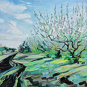 Картины и панно handmade. Livemaster - original item oil painting Apple orchard. Handmade.