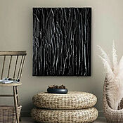 Картины и панно handmade. Livemaster - original item The painting is a black abstraction. Panel on the wall in the living room. Handmade.