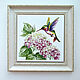 Tiles and tiles: Hummingbirds and hydrangeas, set of 4 pcs. Tile. Flera Daminova Rospis farfora. (artflera). My Livemaster. Фото №4