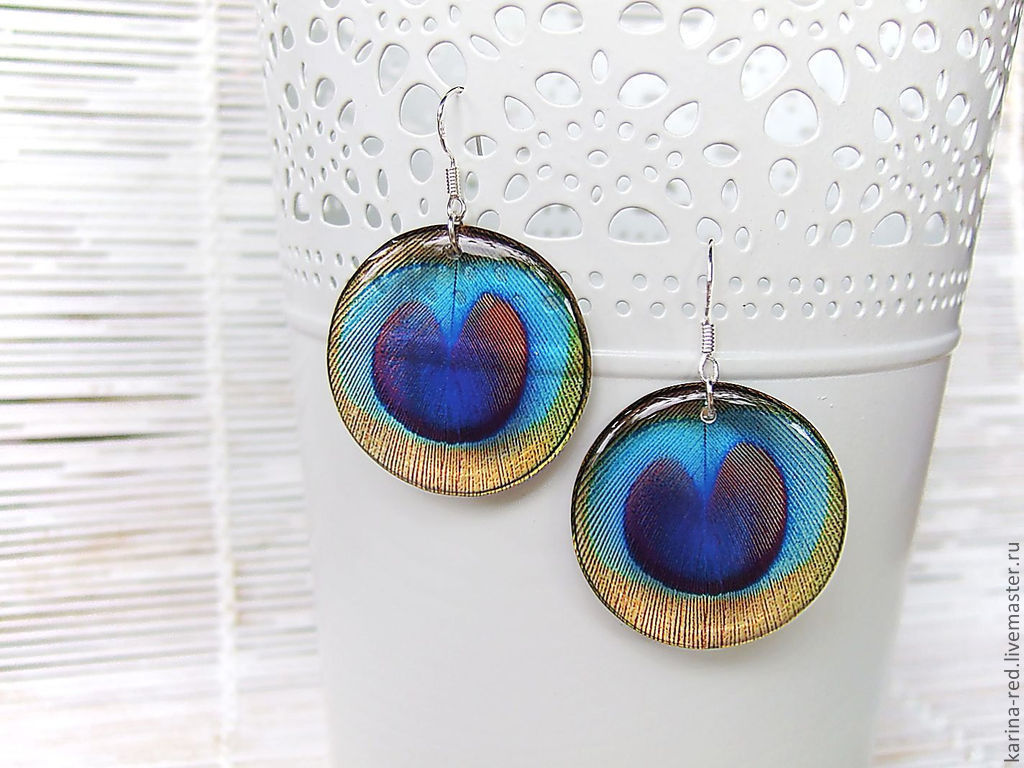 transparent peacock feather earrings buy handmade jewellery gift shop epoxy resin jewelry shop to buy jewelry gift earrings photo epoxy jewelry to buy a gift boho
