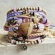 BOHO-chic lilac leather bracelet 'Fairy Tale of Provence', Bead bracelet, Moscow,  Фото №1