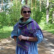 Аксессуары handmade. Livemaster - original item Felted scarf made of silk, wool, with felted fringe, size 47 x 175 cm. Handmade.