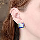 Earrings square. Turquoise, Mother Of Pearl, Lapis Lazuli, Charoite, Coral, Rhodonite, Earrings, Moscow,  Фото №1