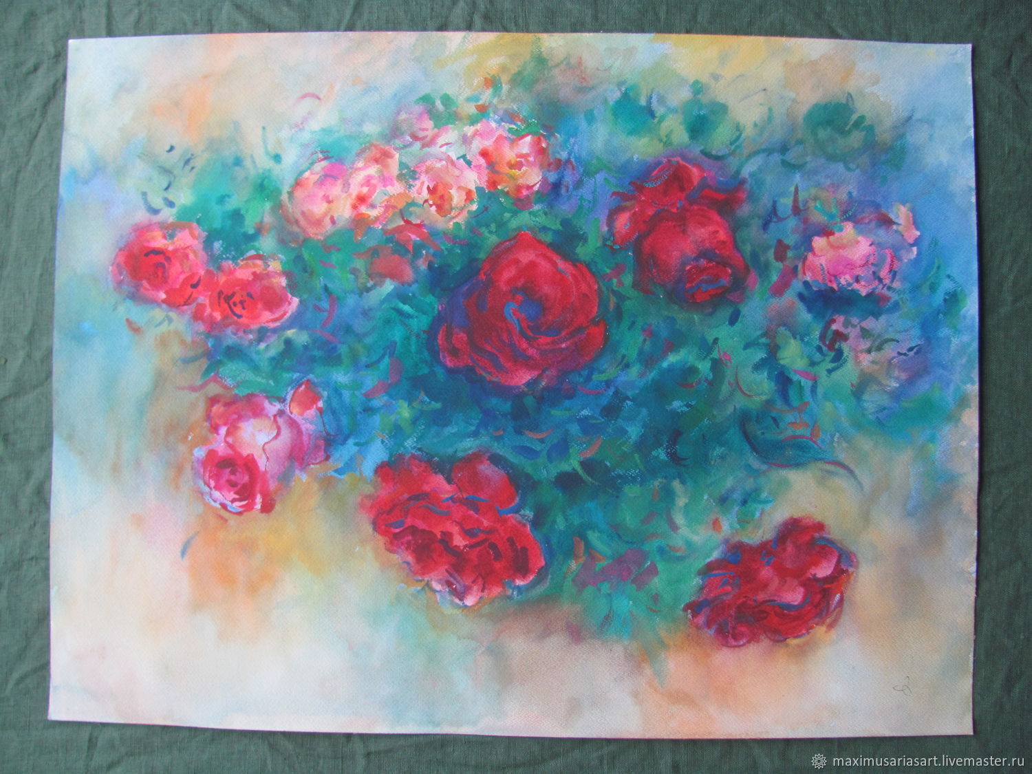 Картина с розами импресссионизм Des Roses a la impressionisme, Картины, Москва,  Фото №1