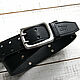 Leather belt with steel buckle and rivets, Straps, Moscow,  Фото №1