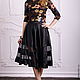 Skirt with transparent inserts, black satin skirt, Skirts, Novosibirsk,  Фото №1