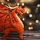 Ватная ёлочная игрушка: Красный дракон. Елочные игрушки. Гильдия ремесленников Магмир. Интернет-магазин Ярмарка Мастеров.  Фото №2