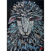 Картины и панно handmade. Livemaster - original item Painting sheep animals oil painting miniature. Handmade.