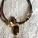 NECKLACE MADE OF LEATHER AND NATURAL STONES, Necklace, Krasnoyarsk,  Фото №1