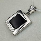 Украшения handmade. Livemaster - original item Silver pendant with black onyx 9h9 mm. Handmade.
