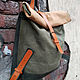 Backpack-twist 'Urban - khaki'. Backpacks. Leather-Art. My Livemaster. Фото №4
