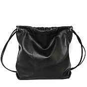 Сумки и аксессуары handmade. Livemaster - original item Backpack leather bag black medium size with pocket. Handmade.