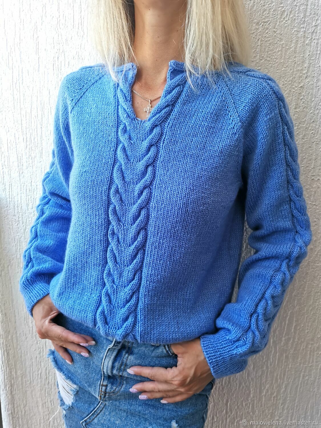 Пуловер-реглан спицами