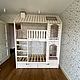 Детская двухъярусная кровать домик с лестницей из массива, Кровати, Санкт-Петербург,  Фото №1