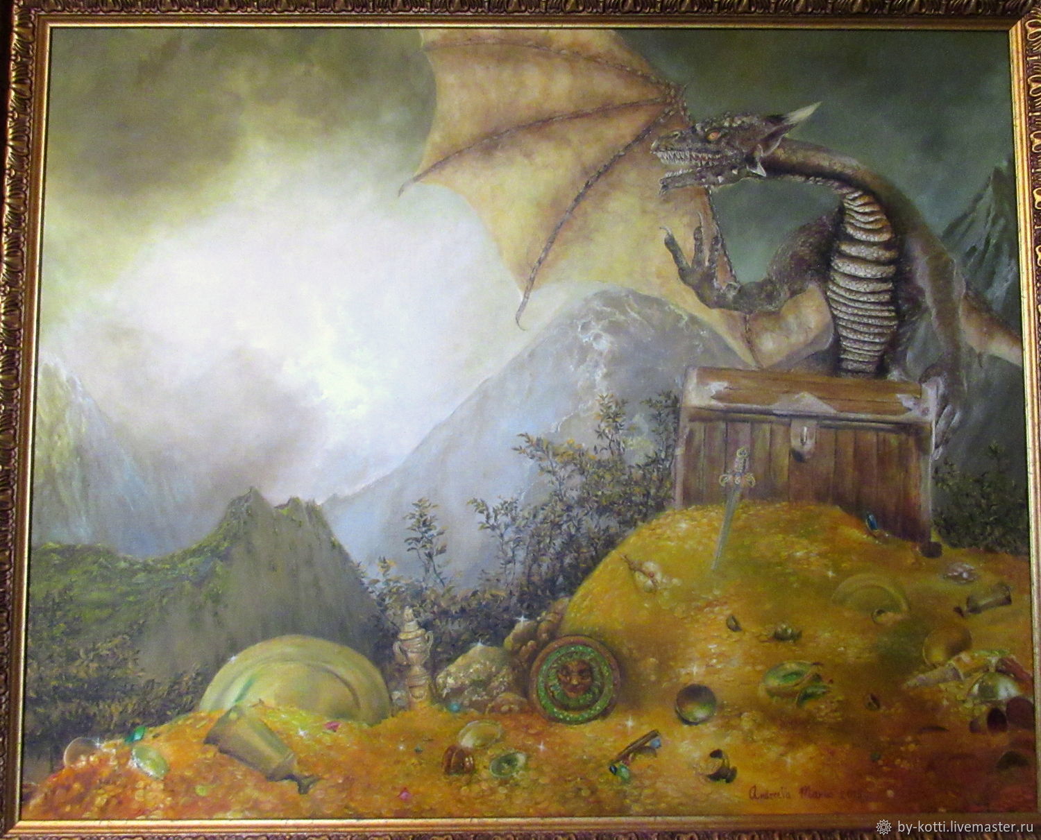 Картина дракон и девушка