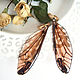 Dragonfly Wings Earrings Brown Shimmer Glitter Holography Gilding, Earrings, Taganrog,  Фото №1