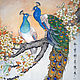 Watercolour Peacocks on a yellow sakura branch, Pictures, Roslavl,  Фото №1