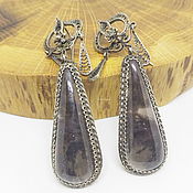 Украшения handmade. Livemaster - original item Earrings with filigree Iolanthe (obsidian). Handmade.
