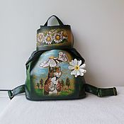 Сумки и аксессуары handmade. Livemaster - original item Leather backpack with engraving and painting to order for Natalia.. Handmade.