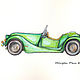 Retro car Green convertible Watercolour 21h30. Pictures. KapustinaArt. Online shopping on My Livemaster.  Фото №2