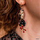 Order Bird earrings ' Khokhloma haute couture' . Miniature birds. Coffeelena. Livemaster. . Earrings Фото №3