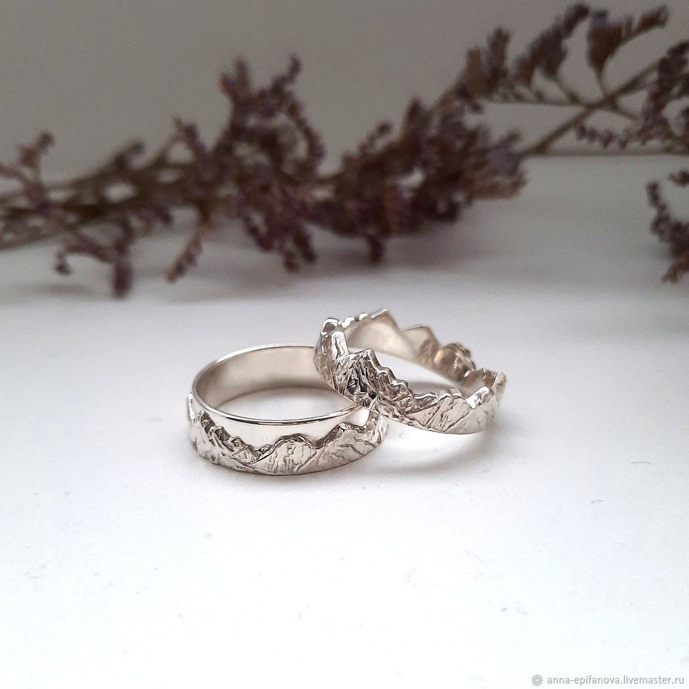 Paired wedding rings of the Mountain No. №2, silver (Ob25), Engagement rings, Chelyabinsk,  Фото №1