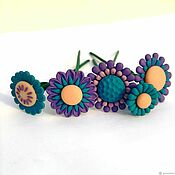 Цветы и флористика handmade. Livemaster - original item Beautiful Turquoise Flowers Made of Polymer Clay 8 cm Mini Home Decor. Handmade.