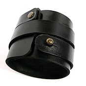 Украшения handmade. Livemaster - original item Wide Leather Wristband, Black Leather Bracelet. Handmade.