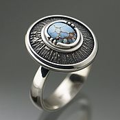 Серебряное кольцо с аквамарином ручной работы " Аква"