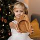 Детская деревянная тарелка "Снегирь" на Новый Год,14х20 см