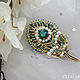 Peacock feather brooch embroidered with beads. Brooches. vettochka. My Livemaster. Фото №6