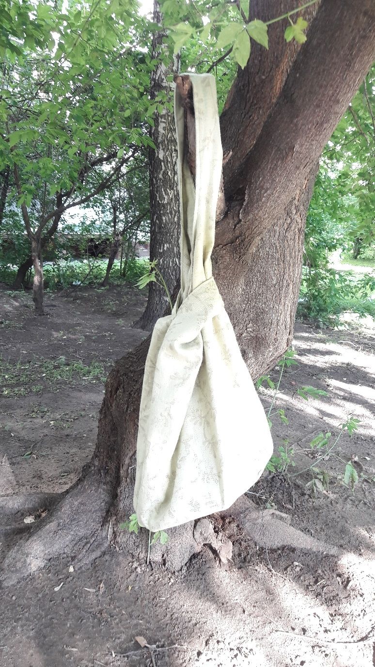 Льняная сумка узелок в стиле бохо
