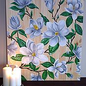 Картины и панно ручной работы. Ярмарка Мастеров - ручная работа Magnolia flowers wooden panel. Handmade.