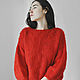 Mohair Women's Jumper, Red Fluffy Oversize Jumper. Sweaters. Dobryy_vyaz. Online shopping on My Livemaster.  Фото №2