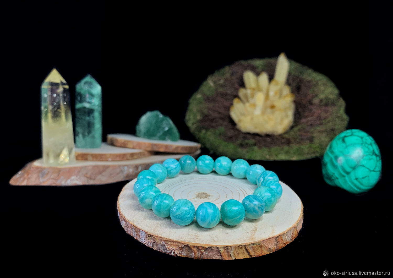 The bracelet is made of natural amazonite, Bead bracelet, Moscow,  Фото №1