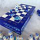 Chess made of wood 'Gzhel rose', hand-painted. Chess. Anna Fekolkina chess-souvenirs. My Livemaster. Фото №5