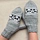 Варежки жаккардовые Панды серые. Варежки. Лена Коробова (lazylazyknits). Интернет-магазин Ярмарка Мастеров.  Фото №2