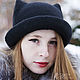 Головные уборы: Шляпа Black cat hat. Шляпы. Мария Метель - шляпки, броши, сумки!. Ярмарка Мастеров.  Фото №5
