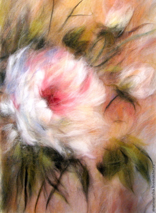 Картины цветов ручной работы. Ярмарка Мастеров - ручная работа. Купить Картина из шерсти  Королева сада, летняя цена. Handmade.