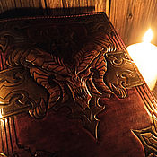 Канцелярские товары handmade. Livemaster - original item Diary, Sketchbook made of leather with embossed Book of Cain Diablo. Handmade.