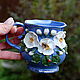  Jasmine. Porcelain mug with decor. Mugs and cups. Mila. My Livemaster. Фото №5