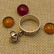 Кольцо с везувианом, аметистом и лунным камнем