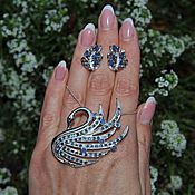 Кольцо с бриллиантовыми сапфирами и жемчугом