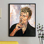 Картины и панно handmade. Livemaster - original item David Bowie portrait, oil painting on canvas, 40h50cm. Handmade.