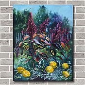 Картины и панно handmade. Livemaster - original item Oil painting. Summer flowers. Amaranth. Handmade.