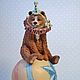 Елочная игрушка Мишка на шаре. Папье маше, Интерьерная кукла, Нижний Новгород,  Фото №1