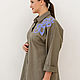 Khaki shirt with embroidery Linen with viscose. Blouses. NATALINI. My Livemaster. Фото №13