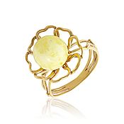Украшения handmade. Livemaster - original item Ring made of silver in gilt and white amber. Handmade.